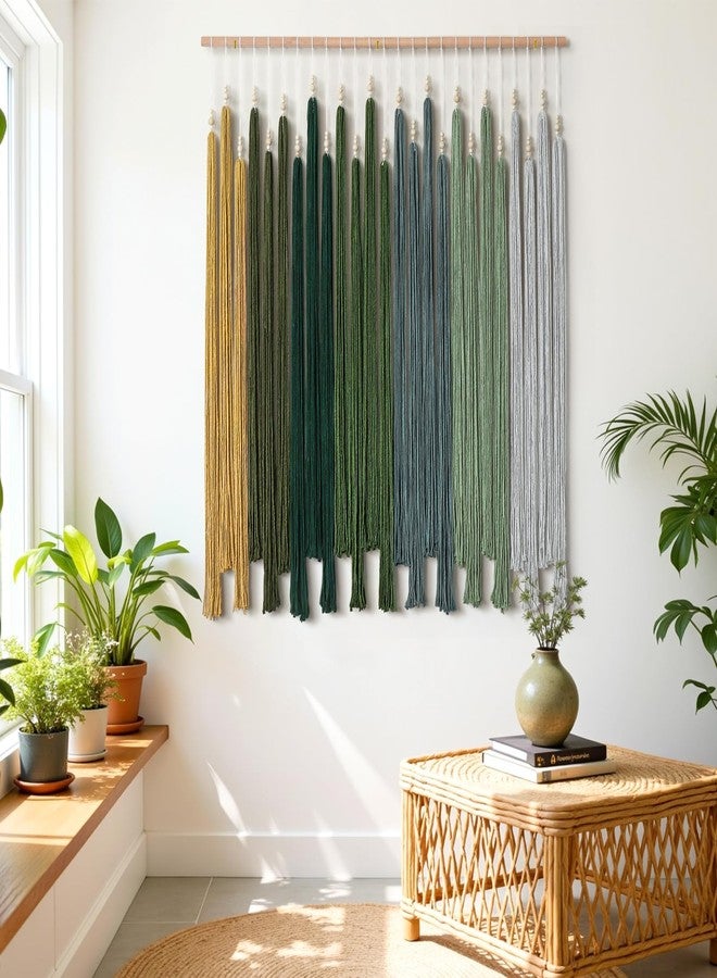 KHOYIME Macrame Wall Hanging Large Boho Home Decor Aesthetic, Bohemian Green Tassels Tapestry Modern Handmade Artwork Chic Wall Art Decorations for Living Dining Room Bedroom Nursery Office 38.5"x43" - Image 4